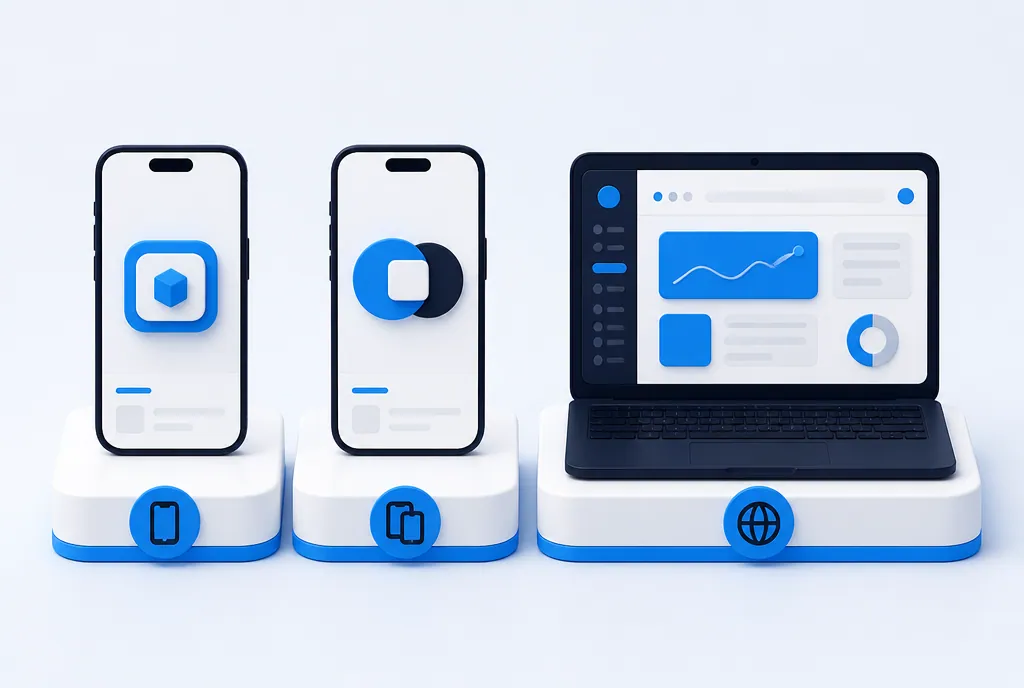 Vergleich native App, Cross-Platform-App und Web-App
