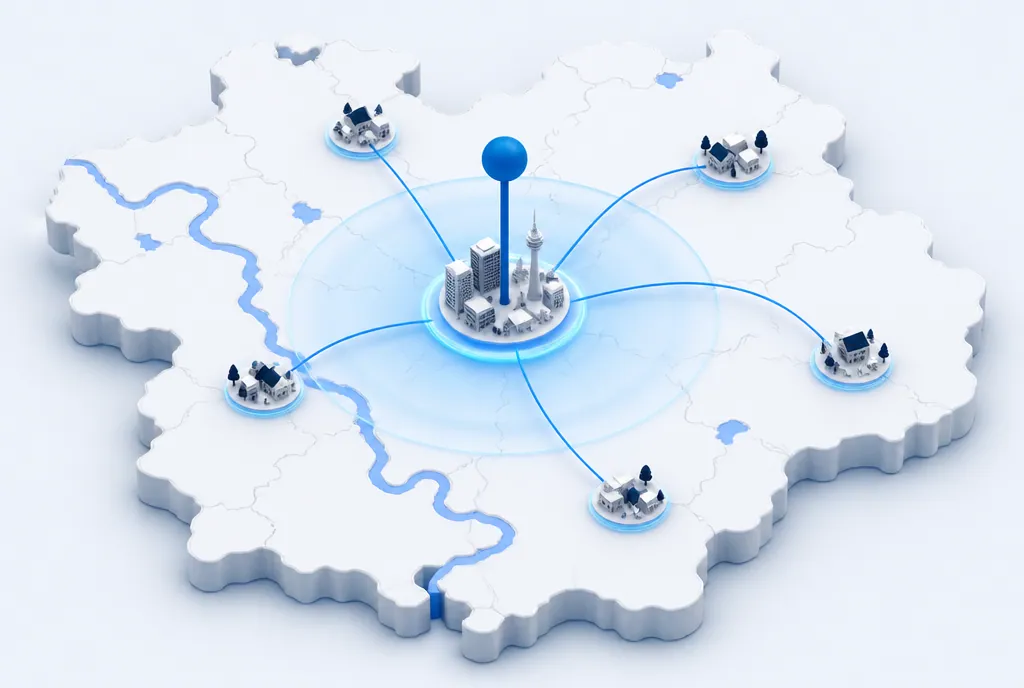 Local SEO in NRW Regionales SEO in Düsseldorf und NRW – Karte mit Einzugsgebiet
